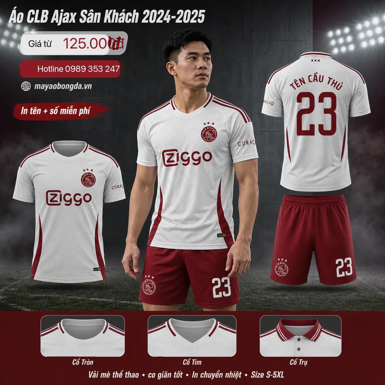 Áo CLB Ajax Sân Khách 2024-2025 – Mã MBĐ-WP-987