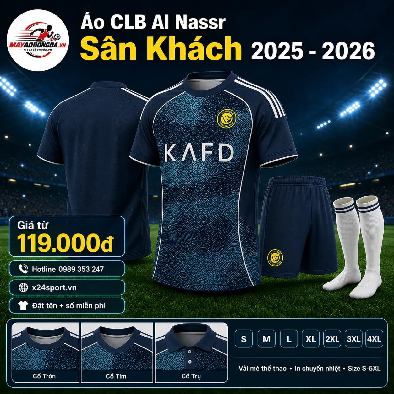 Áo CLB Al Nassr 2025-2026 – Mã MBĐ-AO-CLB-AL-NASSR-2025-2026-2365