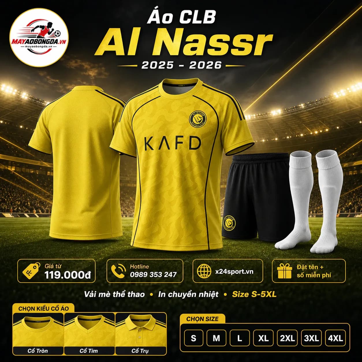 Áo CLB Al Nassr 2025-2026 – Mã MBĐ-AO-CLB-AL-NASSR-2025-2026-2367