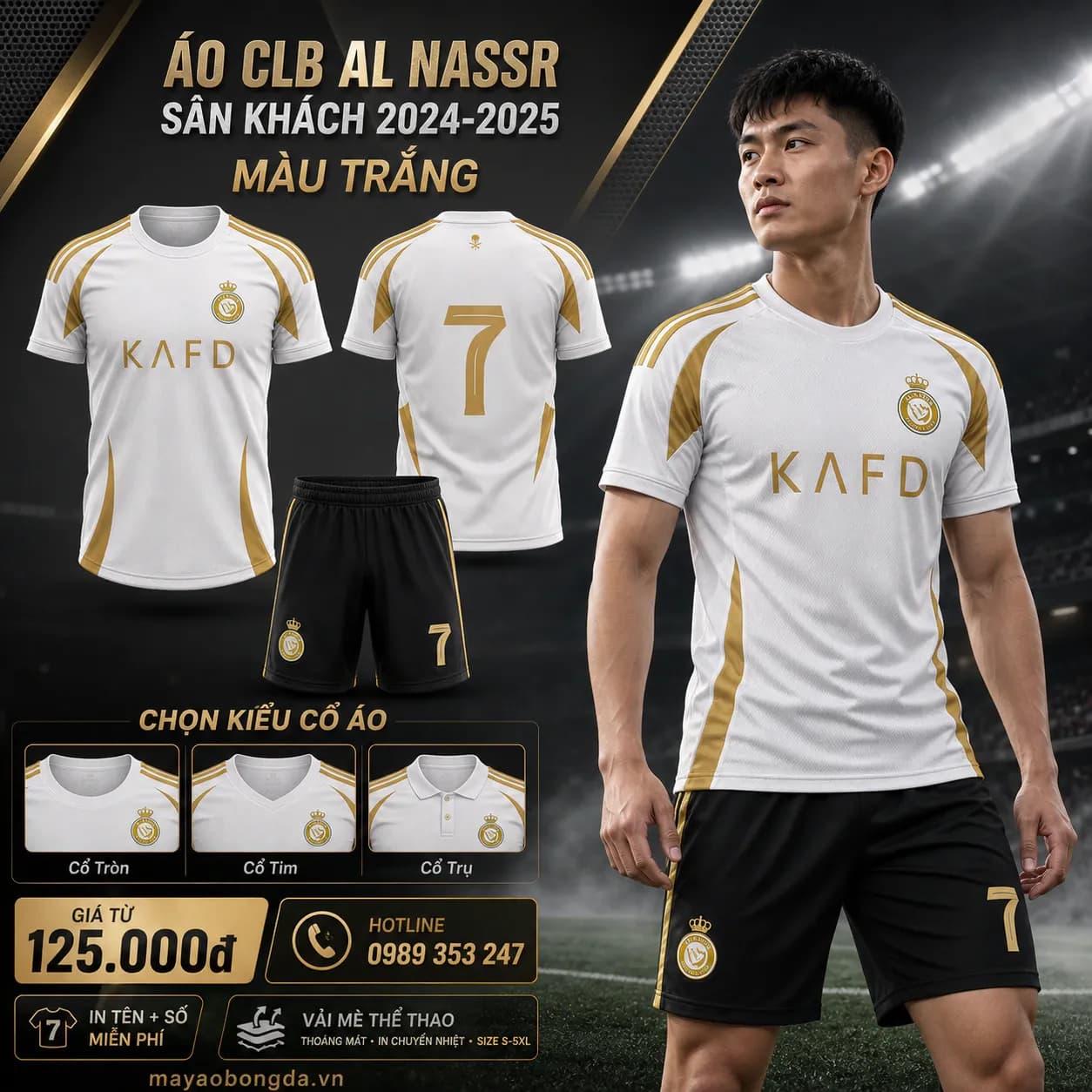 Áo CLB Al Nassr Sân Khách 2024-2025 Màu Trắng – Mã MBĐ-WP-990