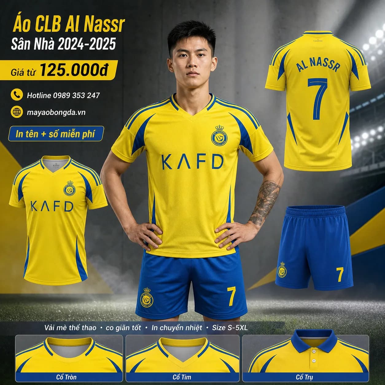 Áo CLB Al Nassr Sân Nhà 2024-2025 – Mã MBĐ-WP-994
