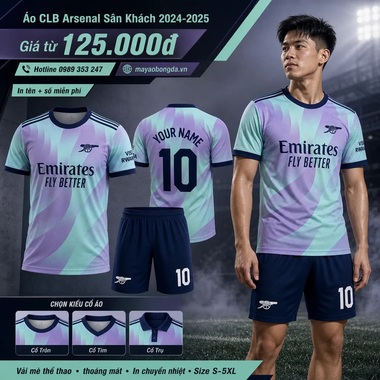 Áo CLB Arsenal Sân Khách 2024-2025 – Mã MBĐ-WP-996