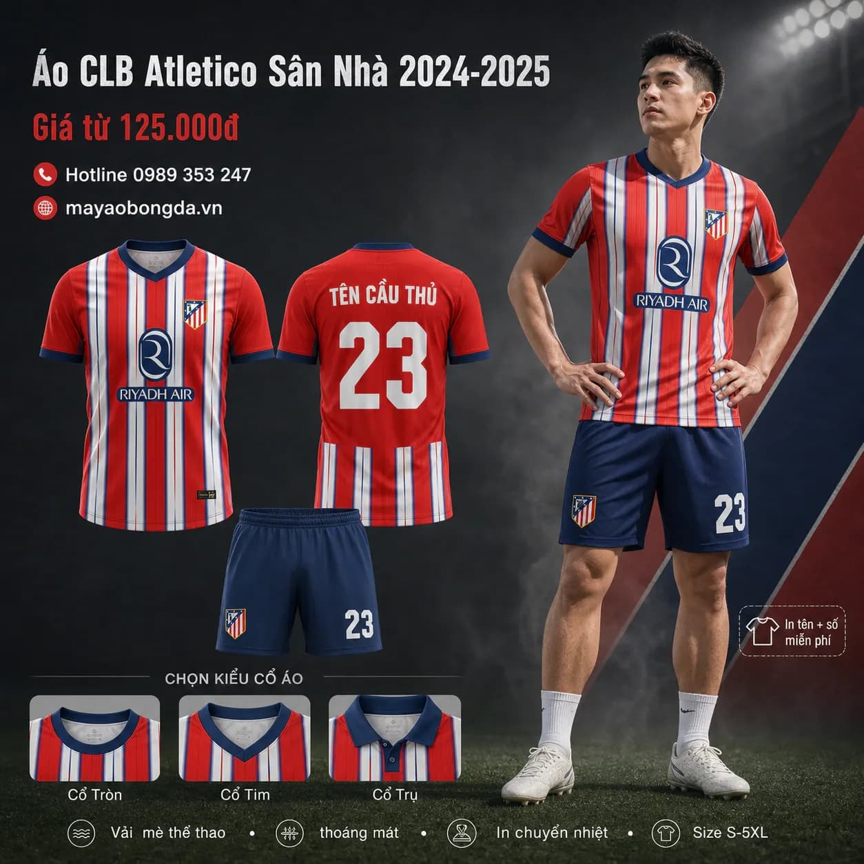 Áo CLB Atletico Sân Nhà 2024-2025 – Mã MBĐ-WP-1002