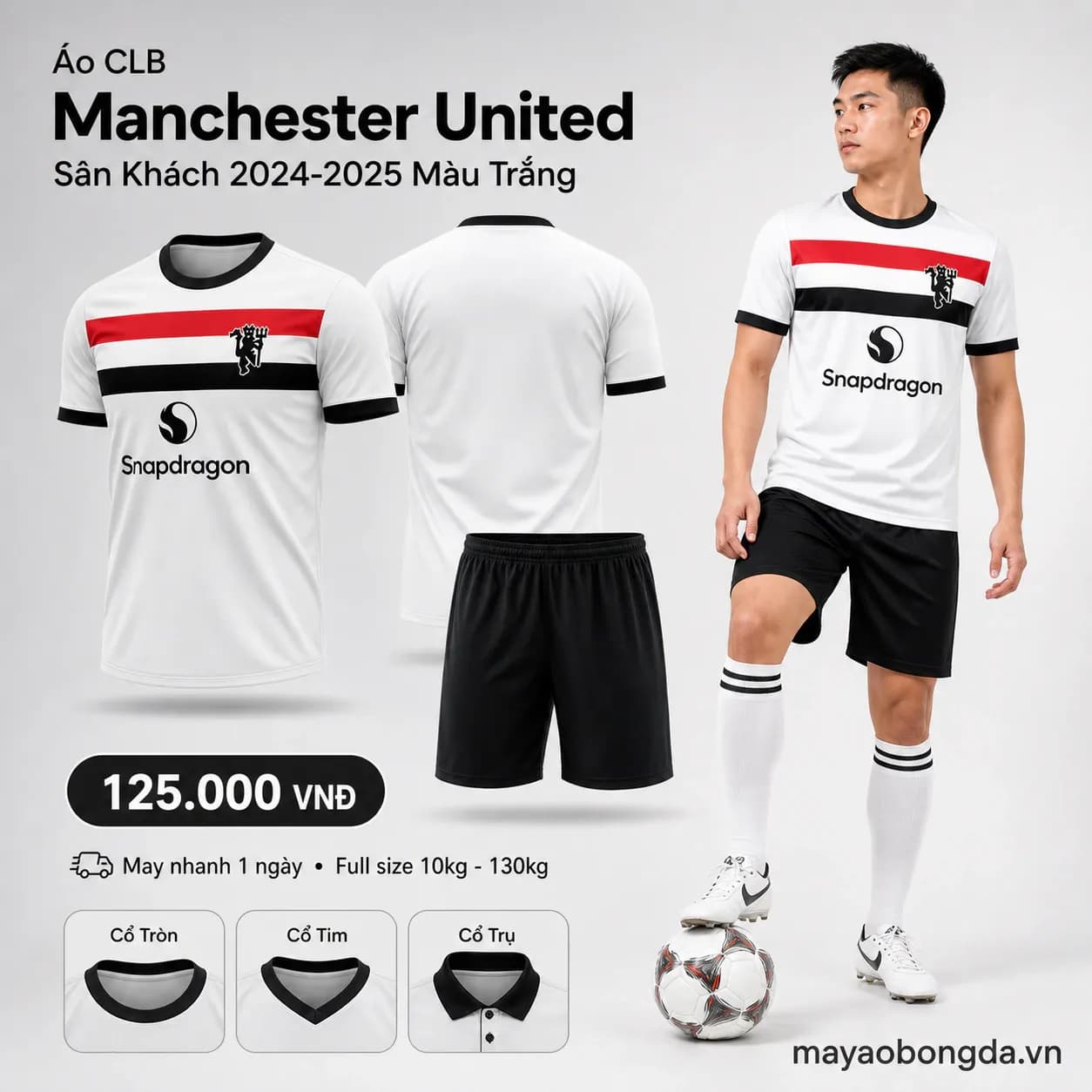 Áo CLB Manchester United Sân Khách 2024-2025 Màu Trắng – Mã MBĐ-WP-1068