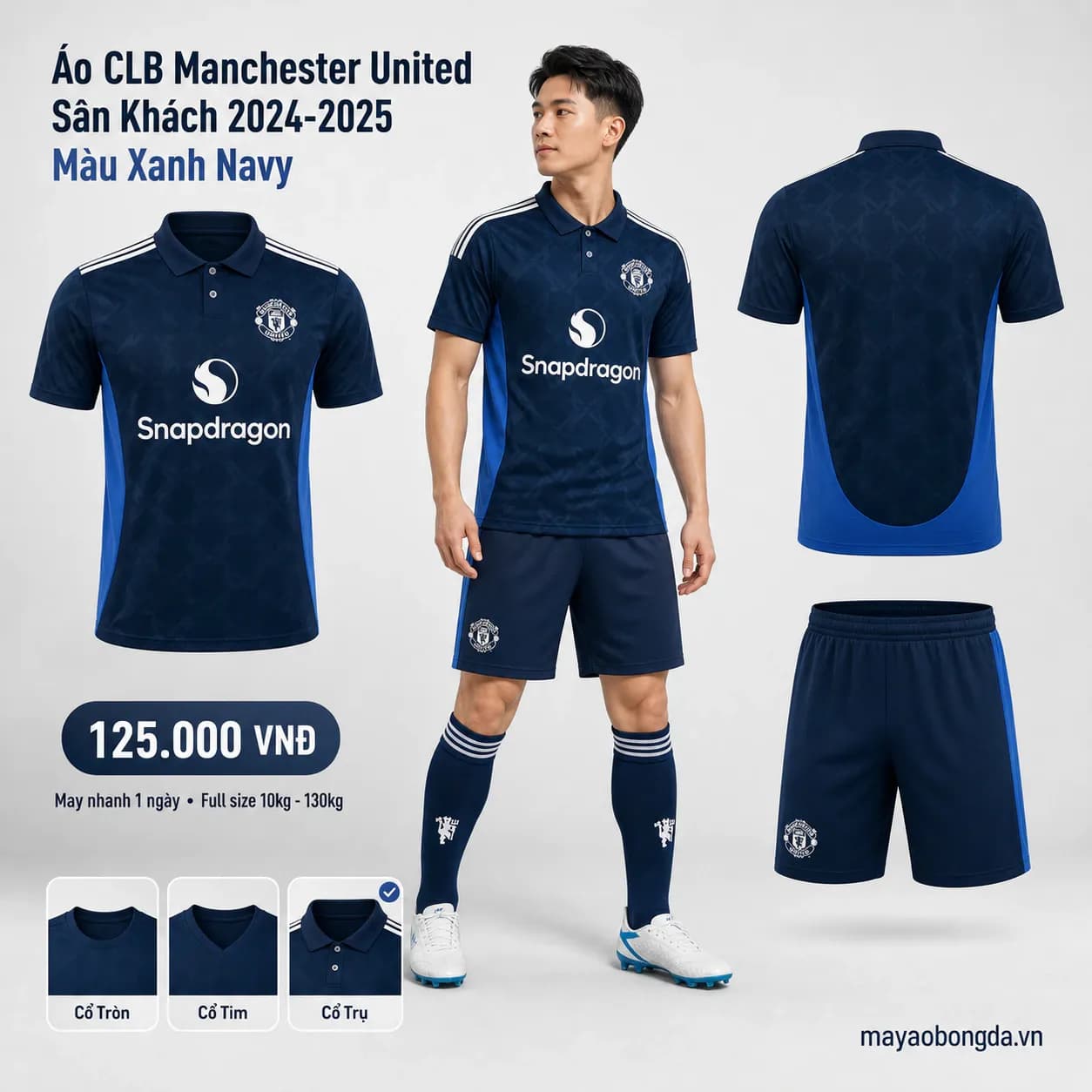 Áo CLB Manchester United Sân Khách 2024-2025 Màu Xanh Navy – Mã MBĐ-WP-1070
