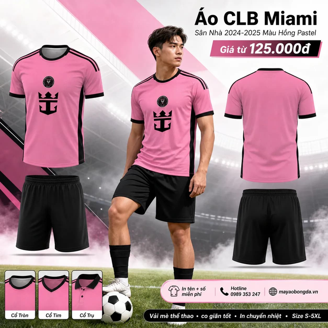 Áo CLB Miami Sân Nhà 2024-2025 Màu Hồng Pastel – Mã MBĐ-WP-1082