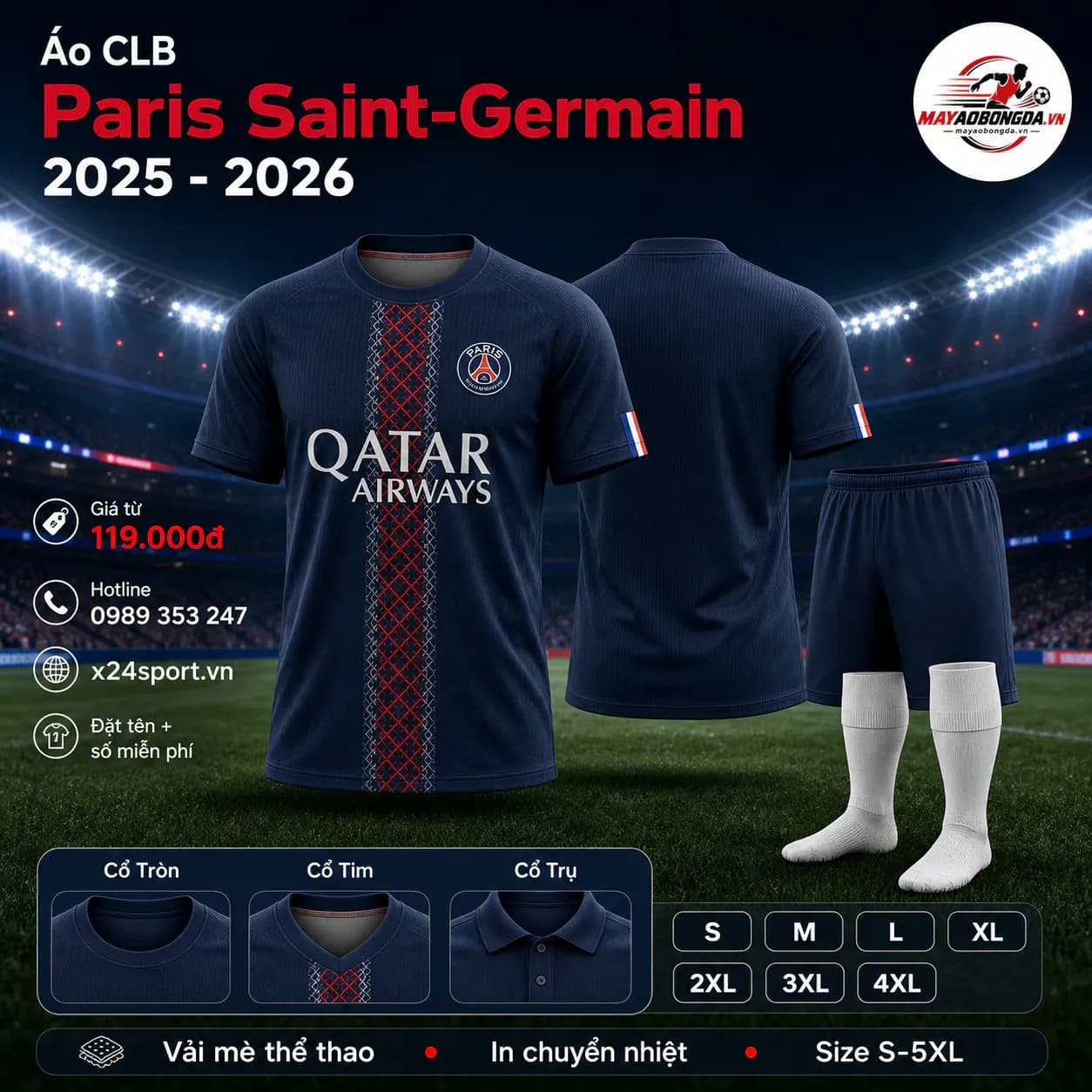 Áo CLB Paris Saint-Germain 2025-2026 – Mã MBĐ-AO-CLB-PARIS-SAINT-GERMAIN-2025-2026