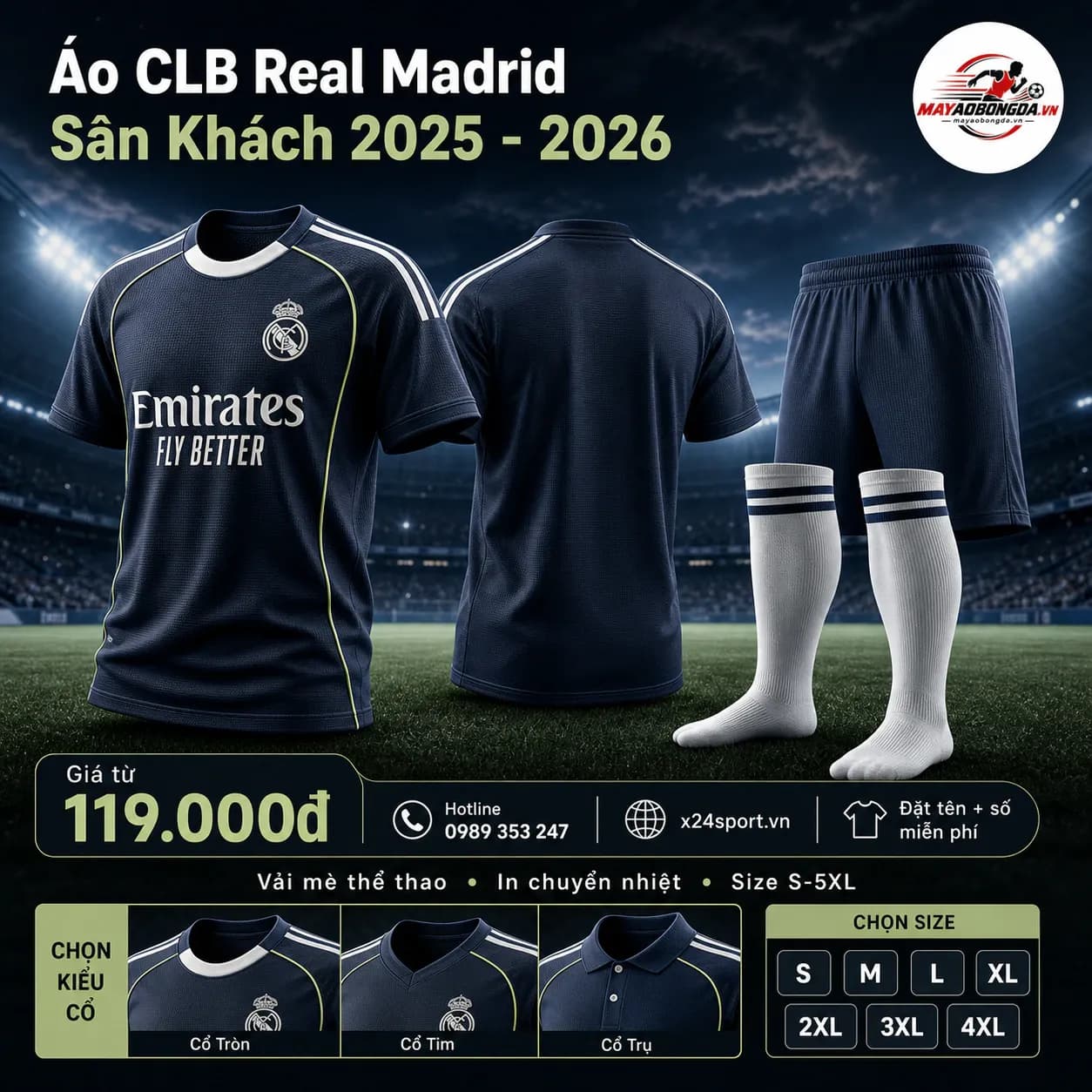 Áo CLB Real Madrid 2025-2026 – Mã MBĐ-AO-CLB-REAL-MADRID-2025-2026-2418