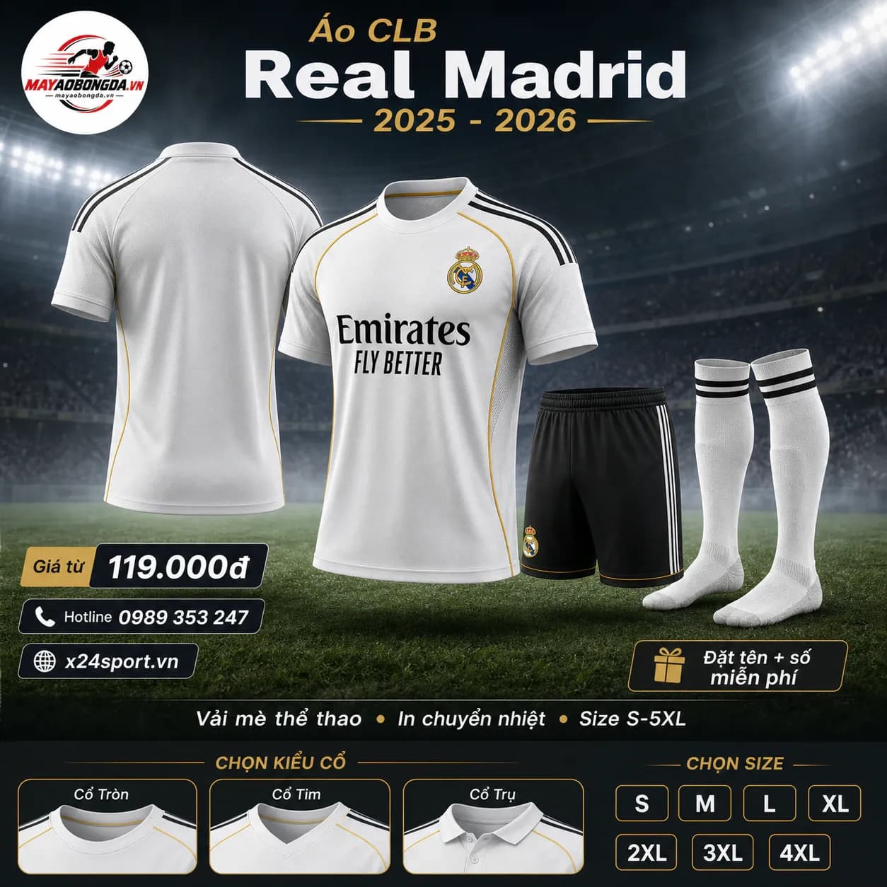 Áo CLB Real Madrid 2025-2026 – Mã MBĐ-AO-CLB-REAL-MADRID-2025-2026-2420
