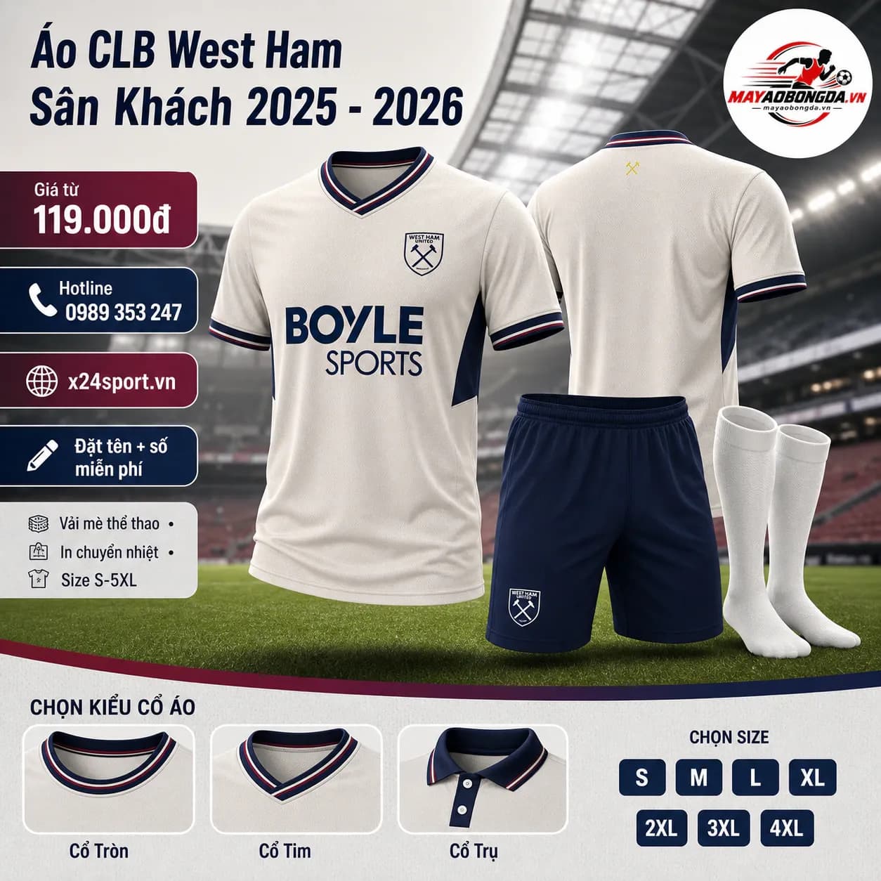 Áo CLB West Ham 2025-2026 – Mã MBĐ-AO-CLB-WEST-HAM-2025-2026-2426