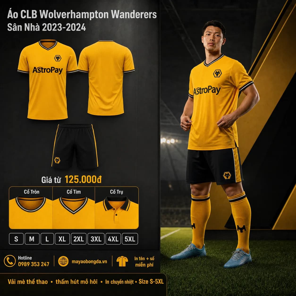 Áo CLB Wolverhampton Wanderers Sân Nhà 2023-2024 – Mã MBĐ-AO-CLB-WOLVERHAMPTON-WAN-B5348E60