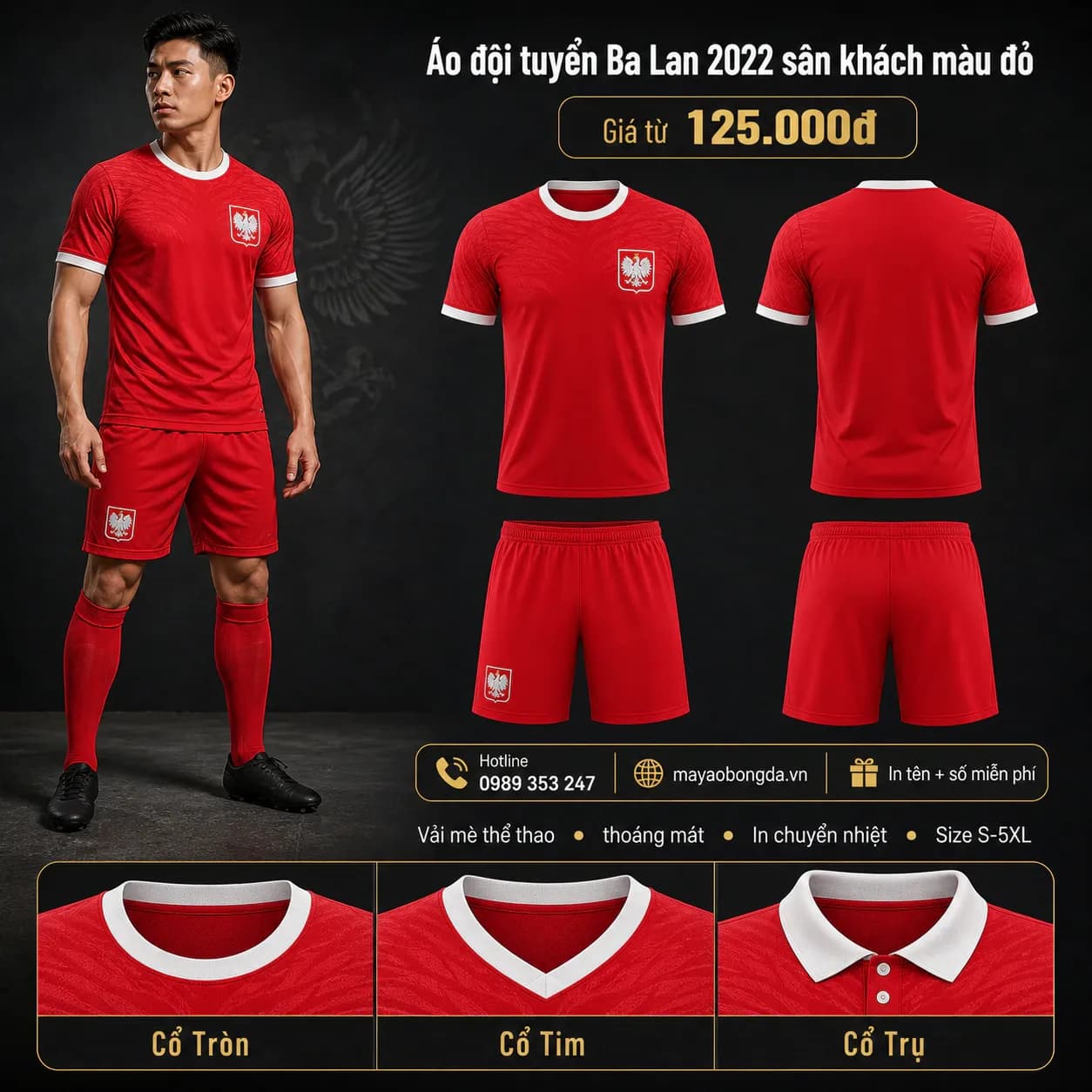 Áo đội tuyển Ba Lan 2022 sân khách màu đỏ – Mã MBĐ-AO-DOI-TUYEN-BA-LAN-2022-7C889AED
