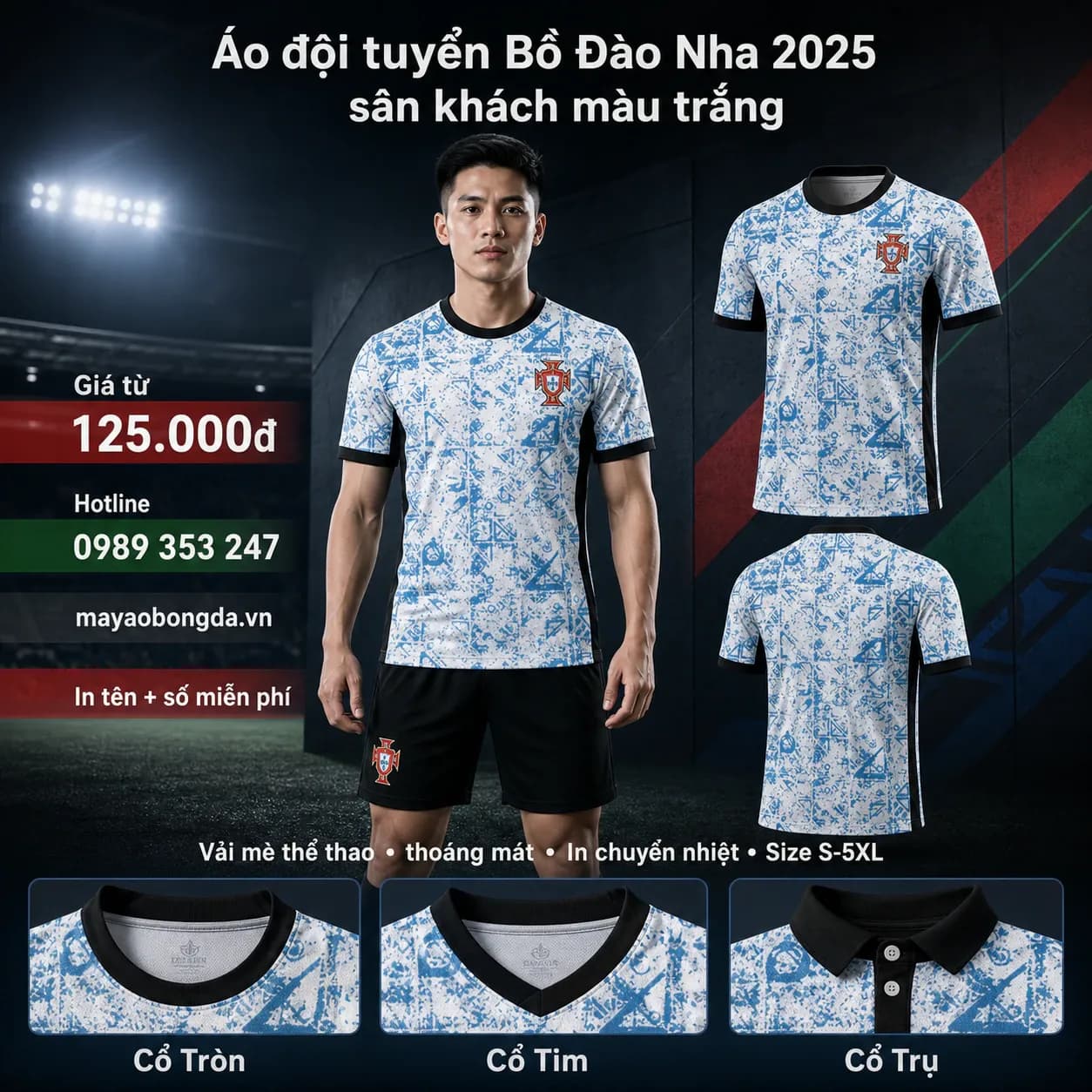 Áo đội tuyển Bồ Đào Nha 2025 sân khách màu trắng – Mã MBĐ-AO-DOI-TUYEN-BO-DAO-NHA--E195DD30