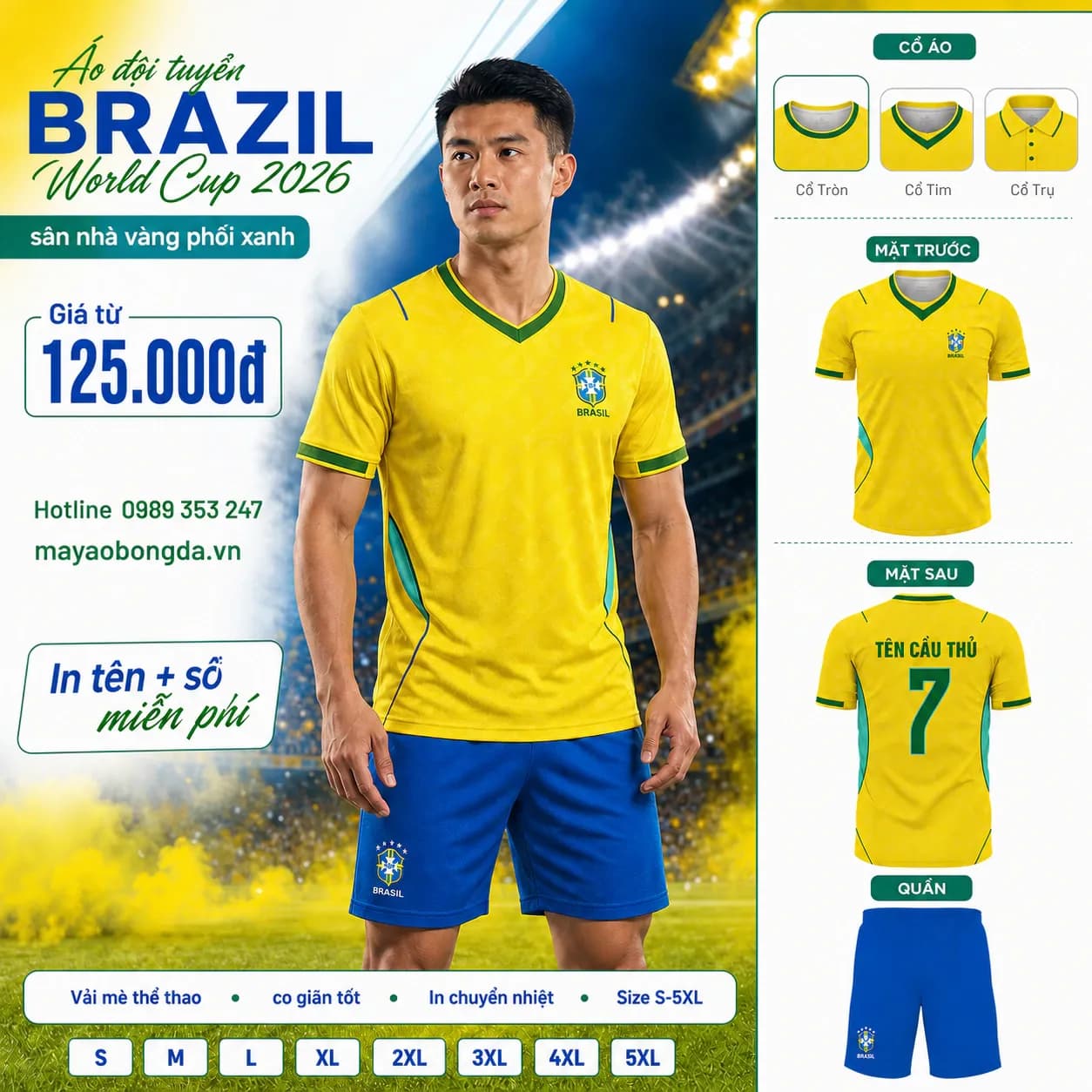 Áo đội tuyển Brazil World Cup 2026 sân nhà vàng phối xanh – Mã MBĐ-AO-DOI-TUYEN-BRAZIL-WORL-4B3A108F