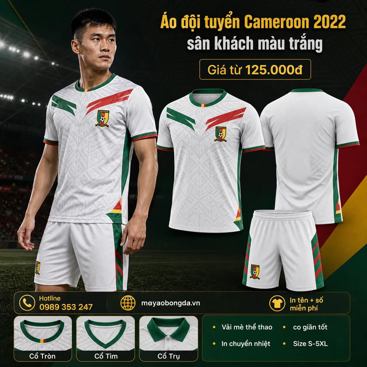 Áo đội tuyển Cameroon 2022 sân khách màu trắng – Mã MBĐ-AO-DOI-TUYEN-CAMEROON-20-7F9C3D8D