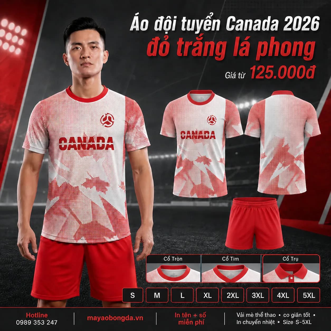 Áo đội tuyển Canada 2026 đỏ trắng lá phong – Mã MBĐ-AO-DOI-TUYEN-CANADA-2026-090DE980