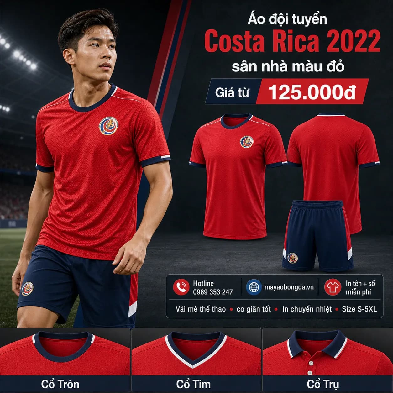 Áo đội tuyển Costa Rica 2022 sân nhà màu đỏ – Mã MBĐ-AO-DOI-TUYEN-COSTA-RICA--5728478A