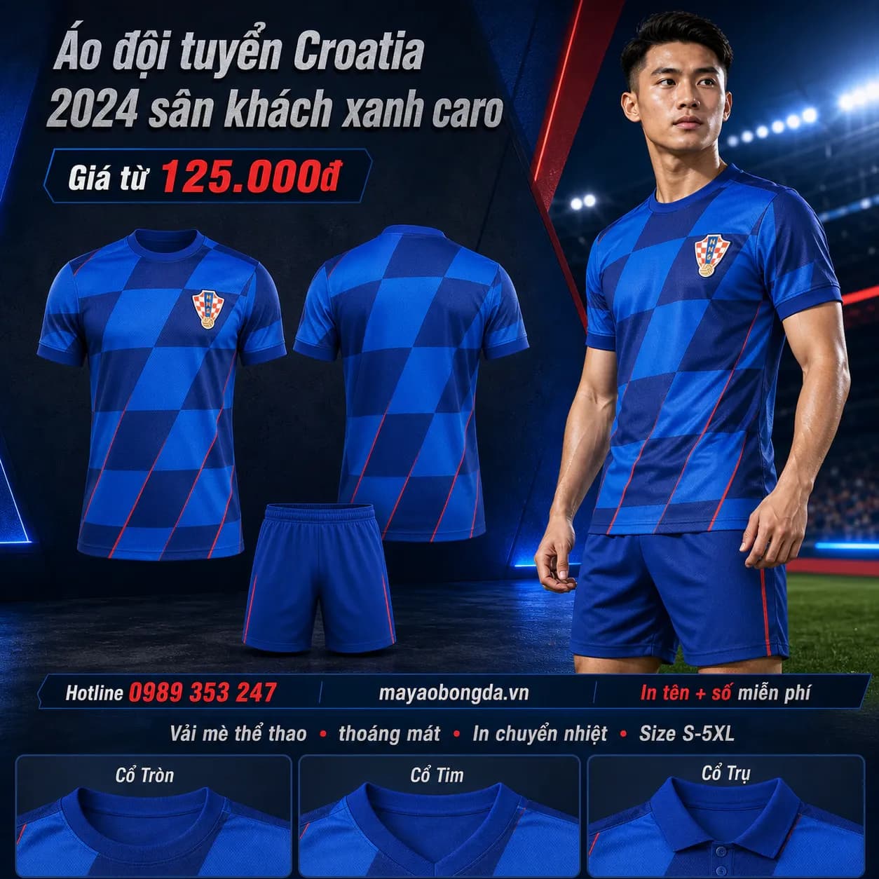 Áo đội tuyển Croatia 2024 sân khách xanh caro – Mã MBĐ-AO-DOI-TUYEN-CROATIA-202-A7DC5C54