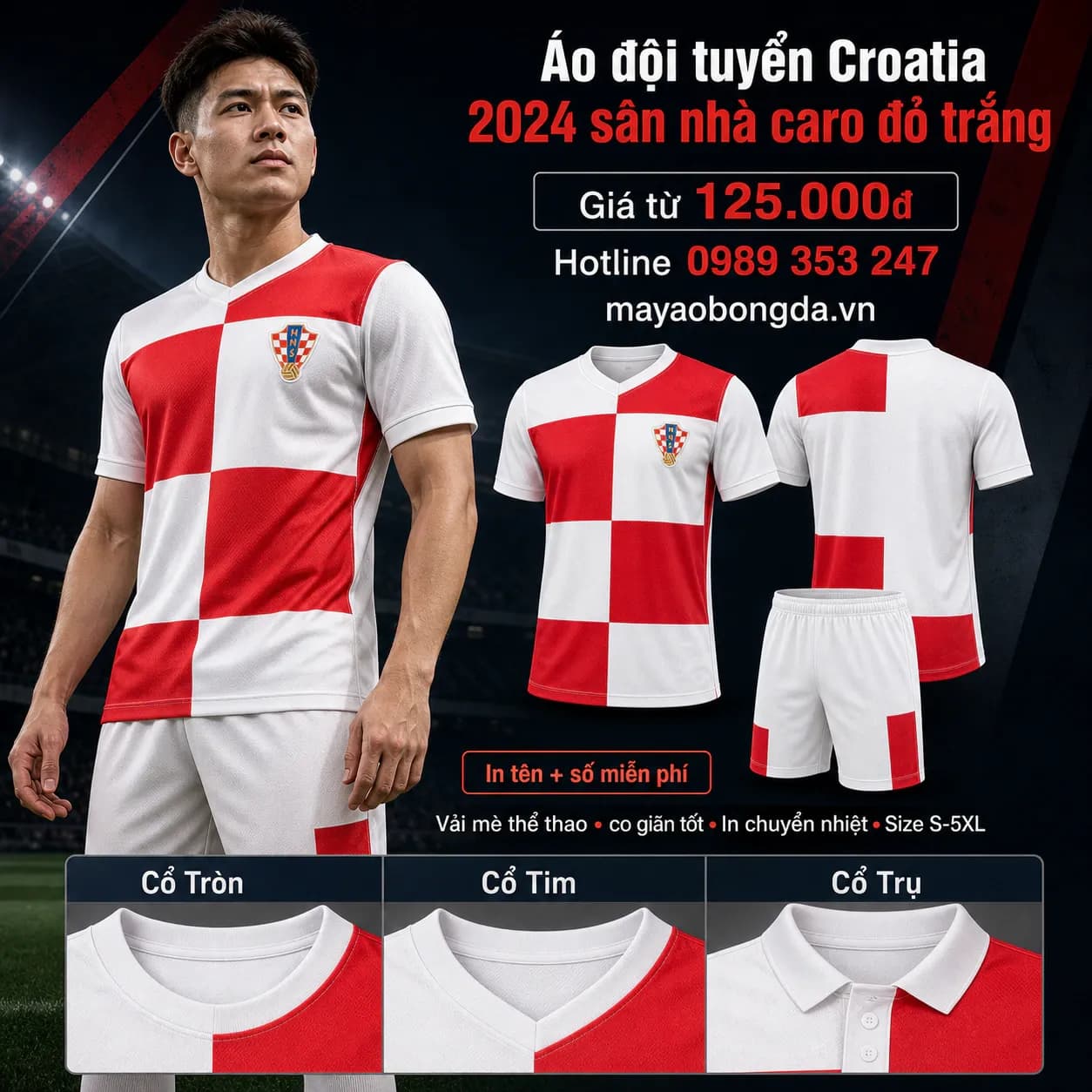 Áo đội tuyển Croatia 2024 sân nhà caro đỏ trắng – Mã MBĐ-AO-DOI-TUYEN-CROATIA-202-0D150450