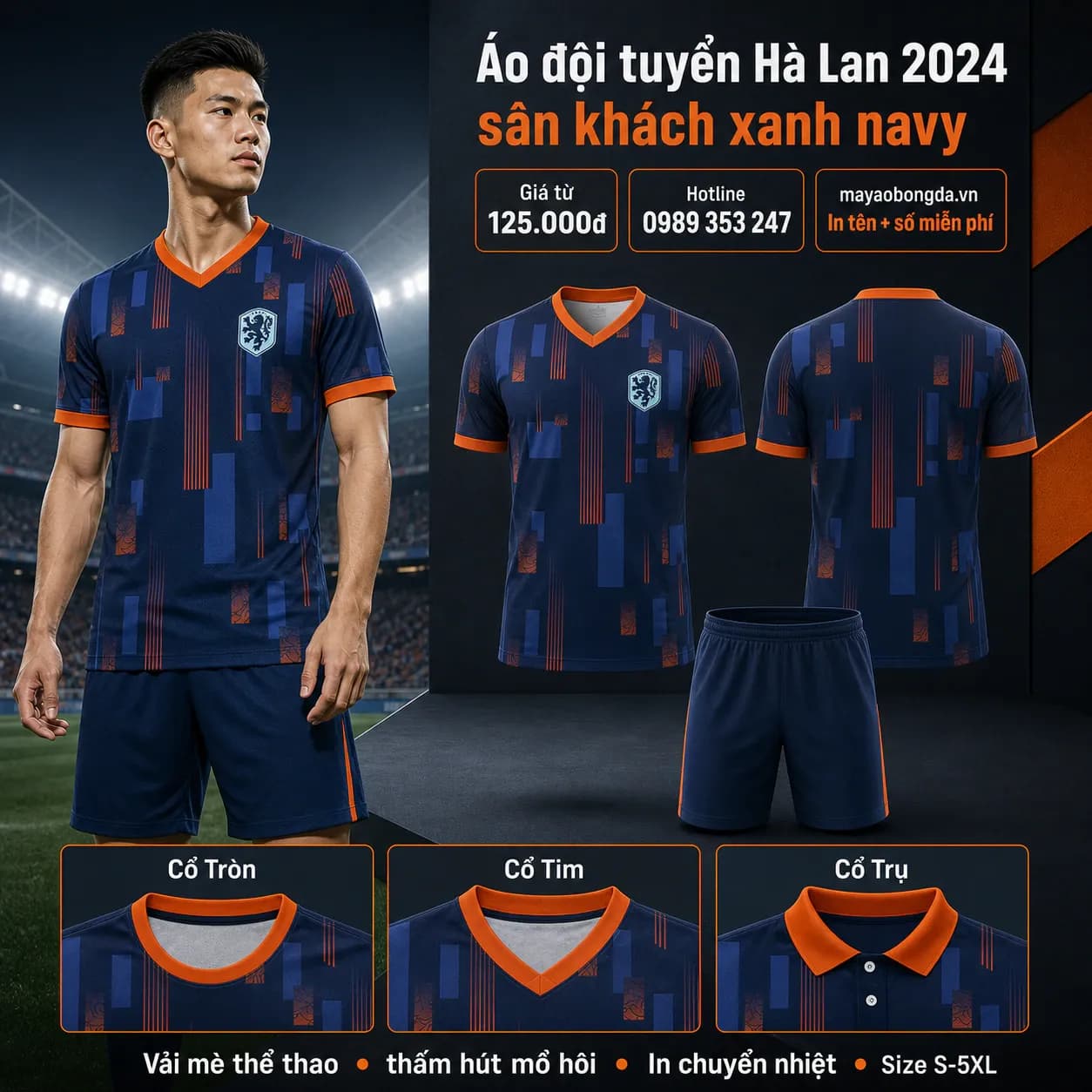 Áo đội tuyển Hà Lan 2024 sân khách xanh navy – Mã MBĐ-AO-DOI-TUYEN-HA-LAN-2024-7D845C22