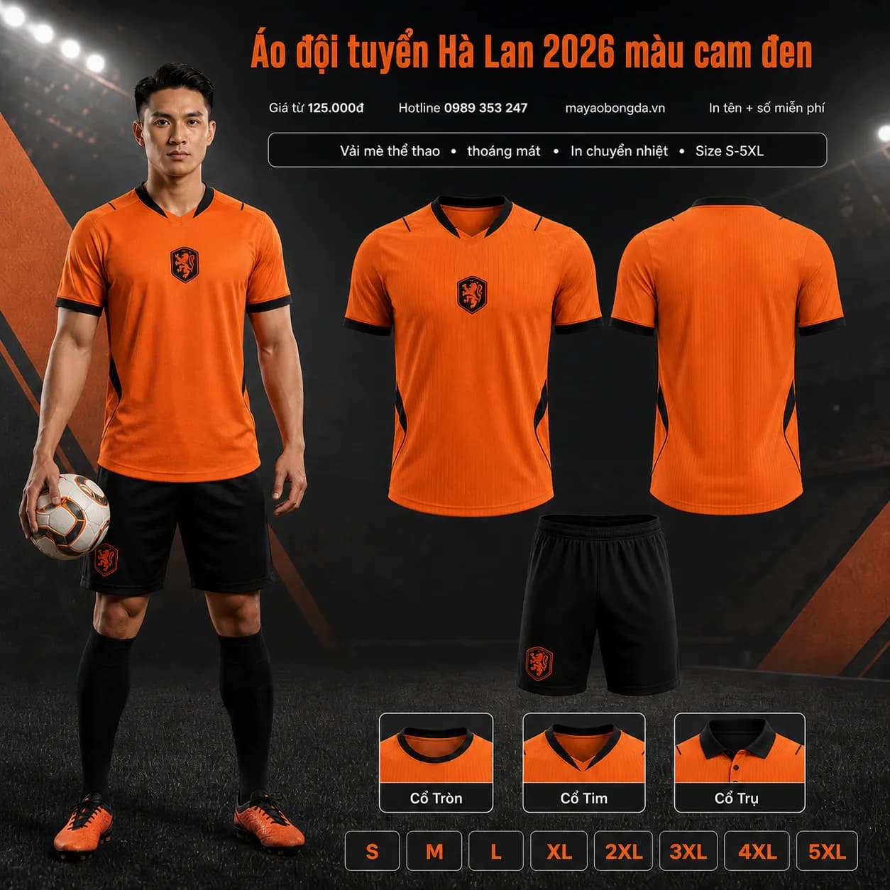 Áo đội tuyển Hà Lan 2026 màu cam đen – Mã MBĐ-AO-DOI-TUYEN-HA-LAN-2026-67810965