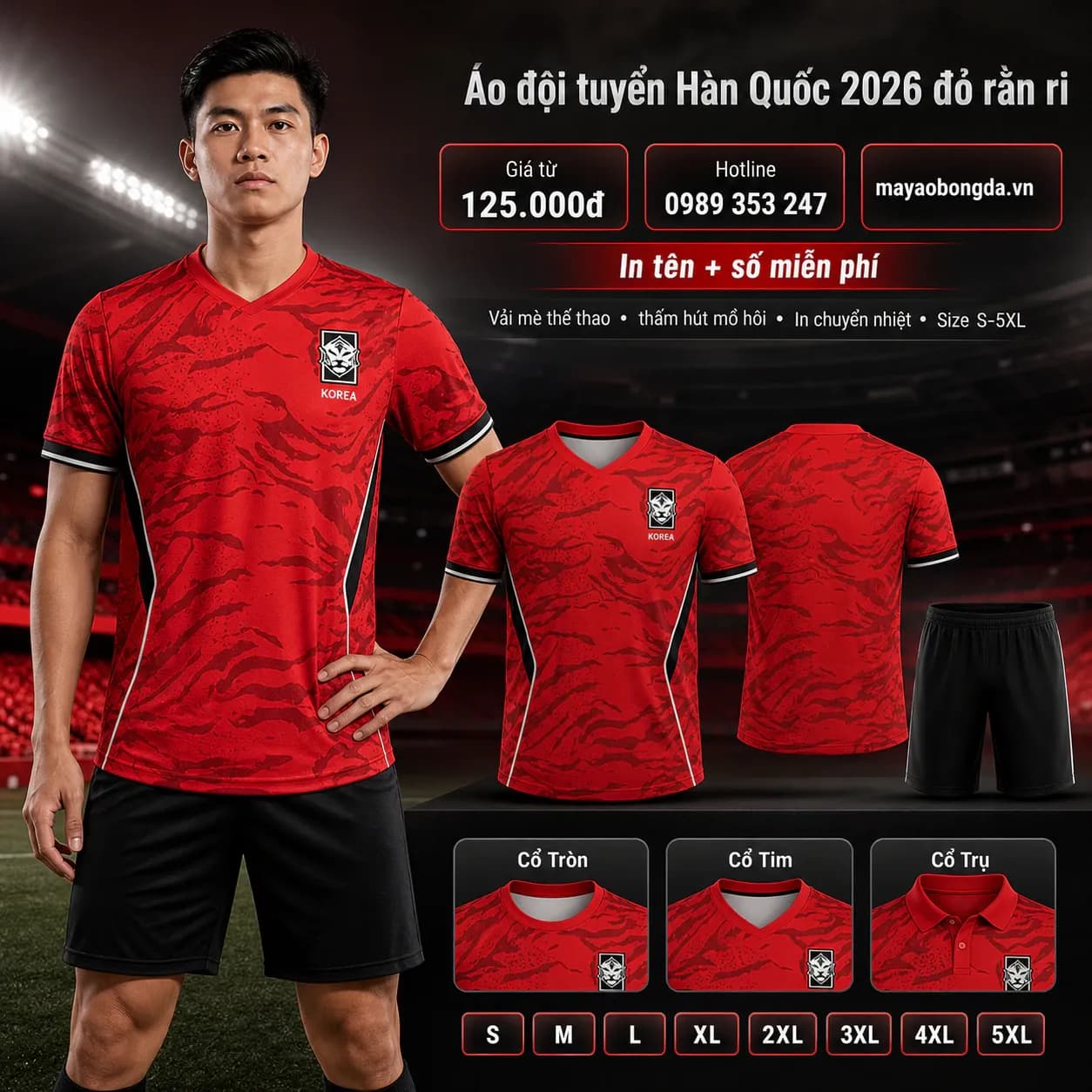 Áo đội tuyển Hàn Quốc 2026 đỏ rằn ri – Mã MBĐ-AO-DOI-TUYEN-HAN-QUOC-20-94F7EF1A