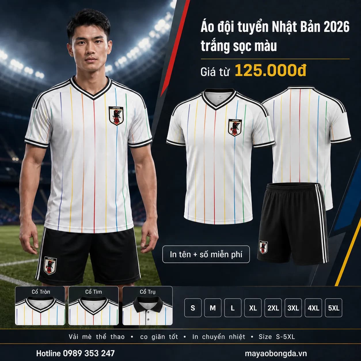 Áo đội tuyển Nhật Bản 2026 trắng sọc màu – Mã MBĐ-AO-DOI-TUYEN-NHAT-BAN-20-0C0DBB43