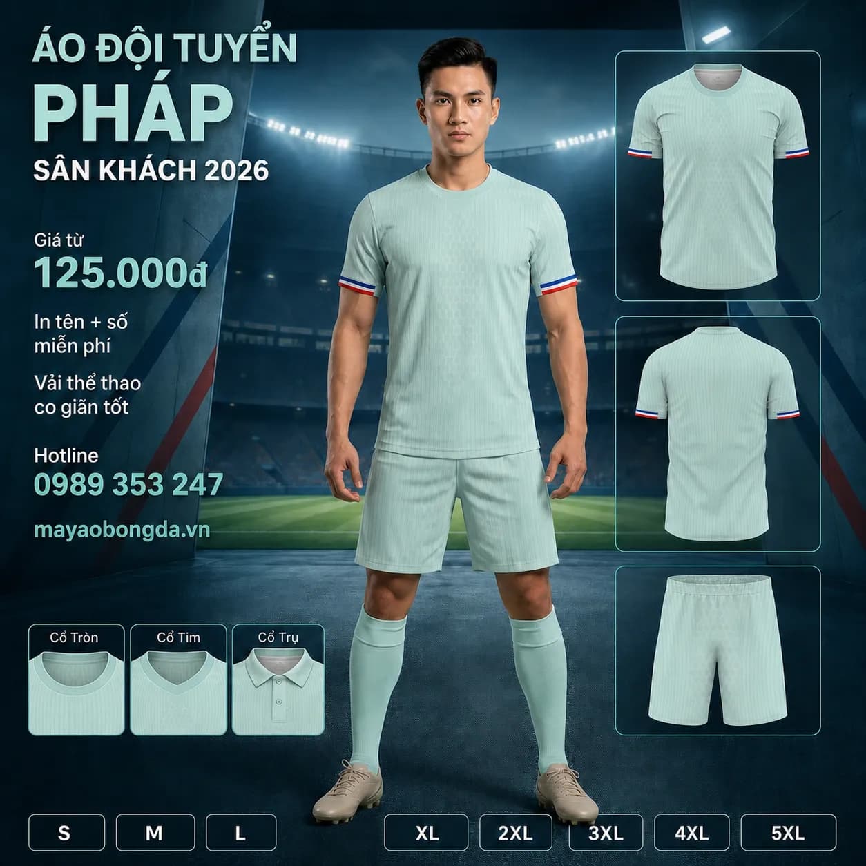 Áo đội tuyển Pháp 2026 sân khách xanh mint – Mã MBĐ-AO-DOI-TUYEN-PHAP-2026-S-3FE89C44