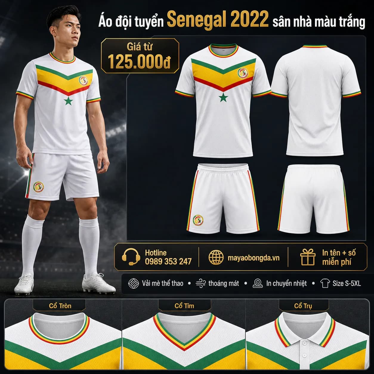 Áo đội tuyển Senegal 2022 sân nhà màu trắng – Mã MBĐ-AO-DOI-TUYEN-SENEGAL-202-F75CA873