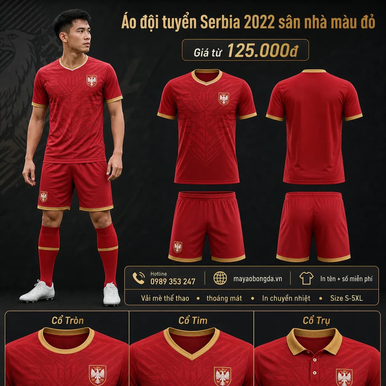Áo đội tuyển Serbia 2022 sân nhà màu đỏ – Mã MBĐ-AO-DOI-TUYEN-SERBIA-2022-339DF897