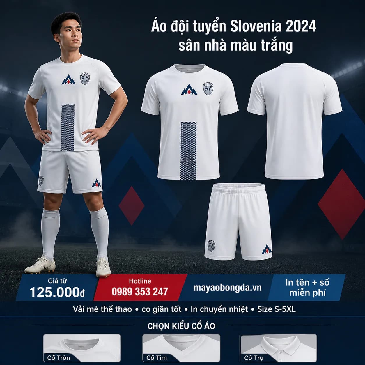 Áo đội tuyển Slovenia 2024 sân nhà màu trắng – Mã MBĐ-AO-DOI-TUYEN-SLOVENIA-20-42BDD3EB