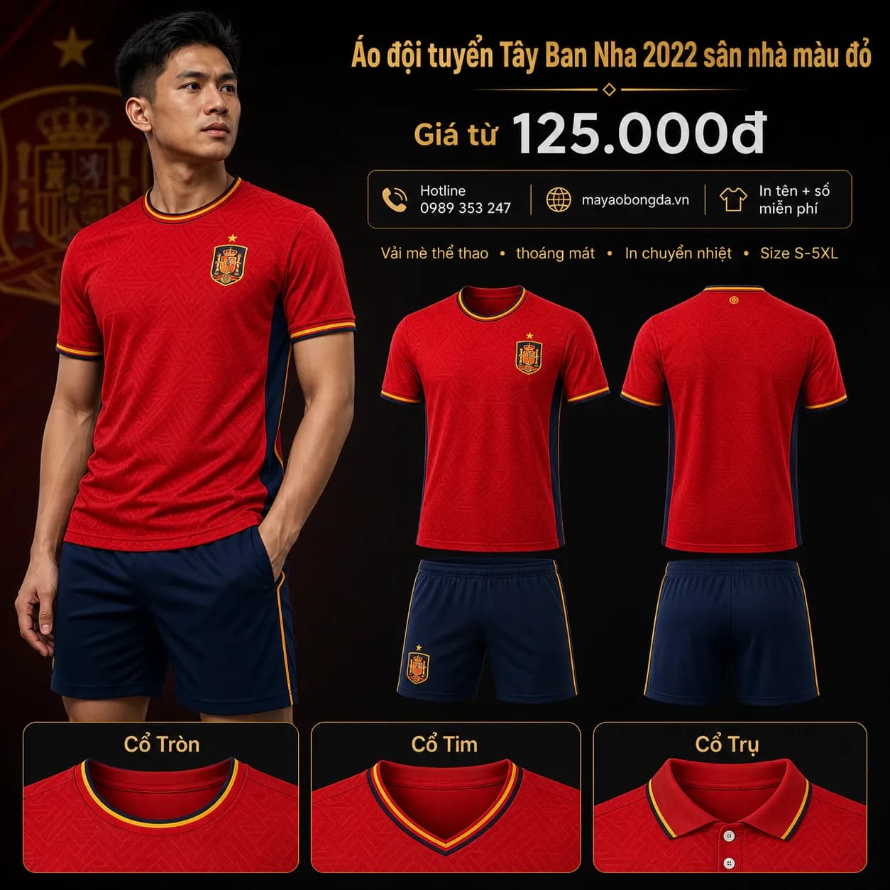 Áo đội tuyển Tây Ban Nha 2022 sân nhà màu đỏ – Mã MBĐ-AO-DOI-TUYEN-TAY-BAN-NHA-FE66511F
