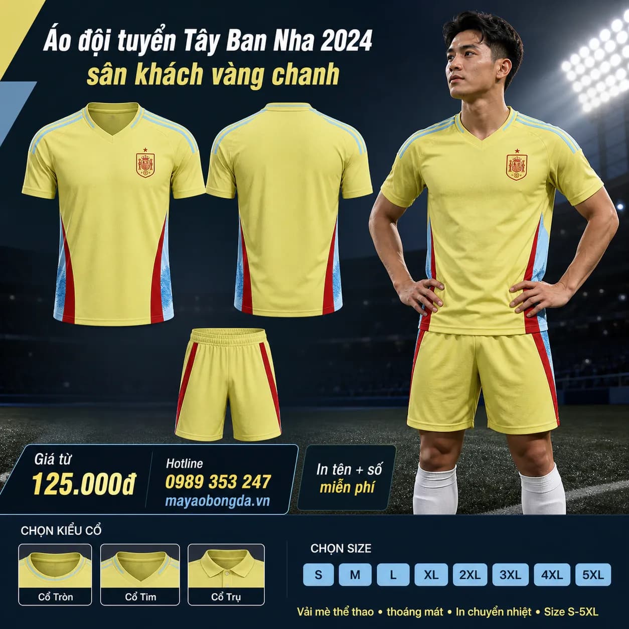 Áo đội tuyển Tây Ban Nha 2024 sân khách vàng chanh – Mã MBĐ-AO-DOI-TUYEN-TAY-BAN-NHA-A00550B2
