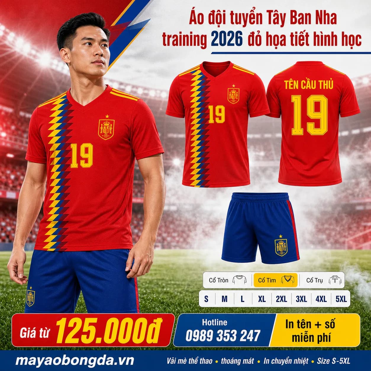 Áo đội tuyển Tây Ban Nha training 2026 đỏ họa tiết hình học – Mã MBĐ-AO-DOI-TUYEN-TAY-BAN-NHA-0A615657
