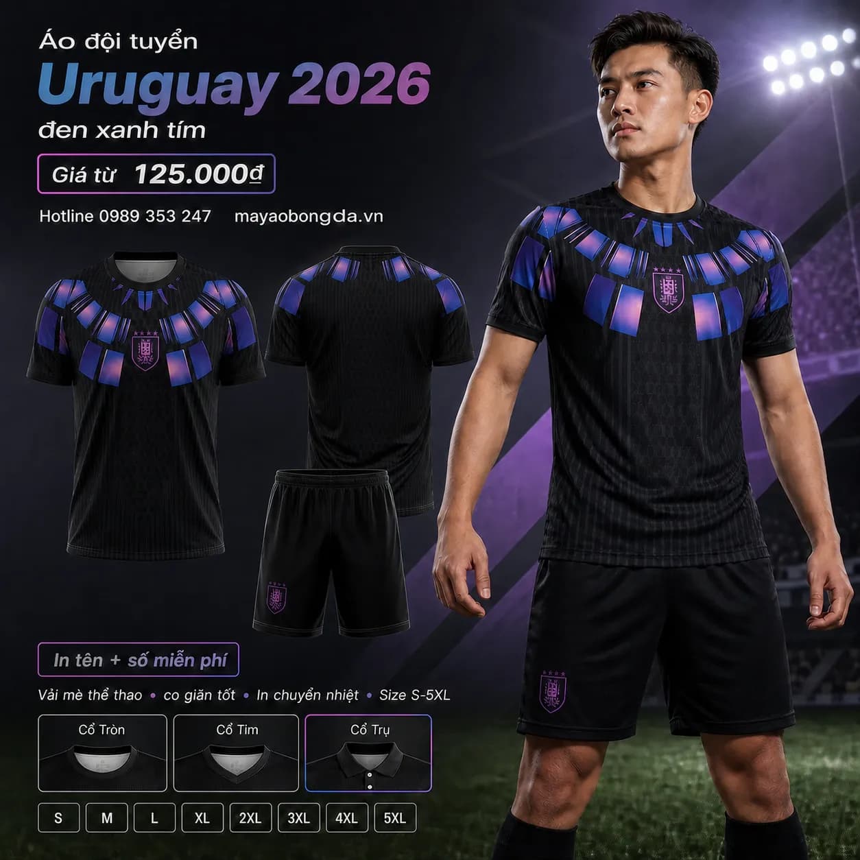 Áo đội tuyển Uruguay 2026 đen xanh tím – Mã MBĐ-AO-DOI-TUYEN-URUGUAY-202-C49ACCC7