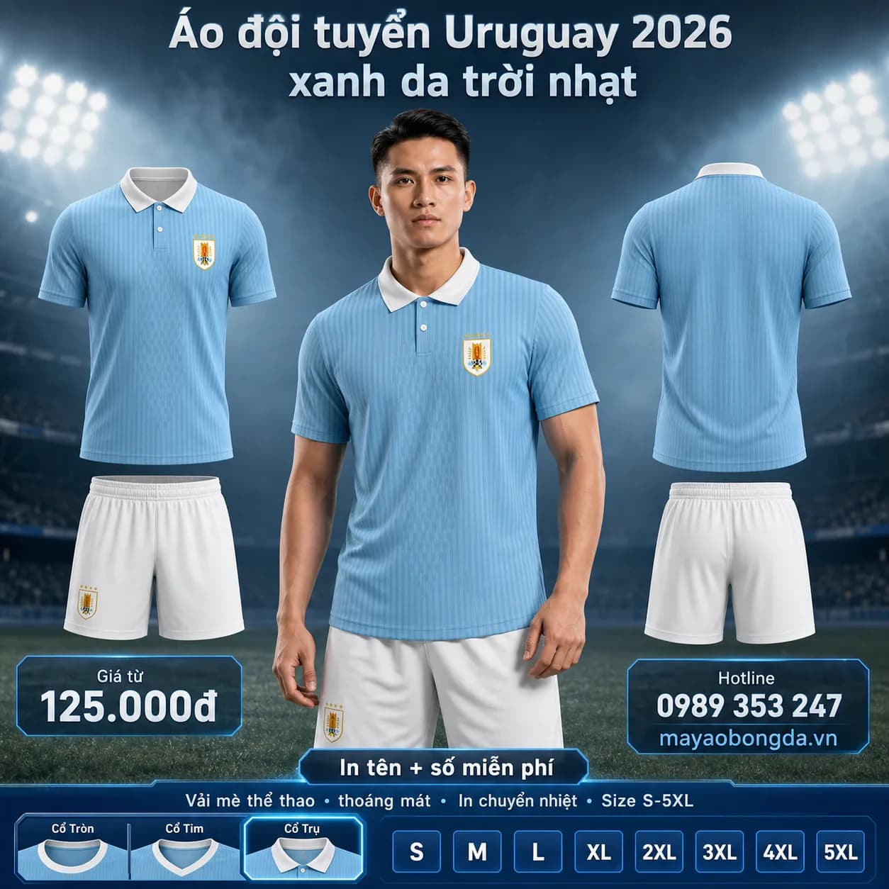 Áo đội tuyển Uruguay 2026 xanh da trời nhạt – Mã MBĐ-AO-DOI-TUYEN-URUGUAY-202-DD9B1BCF