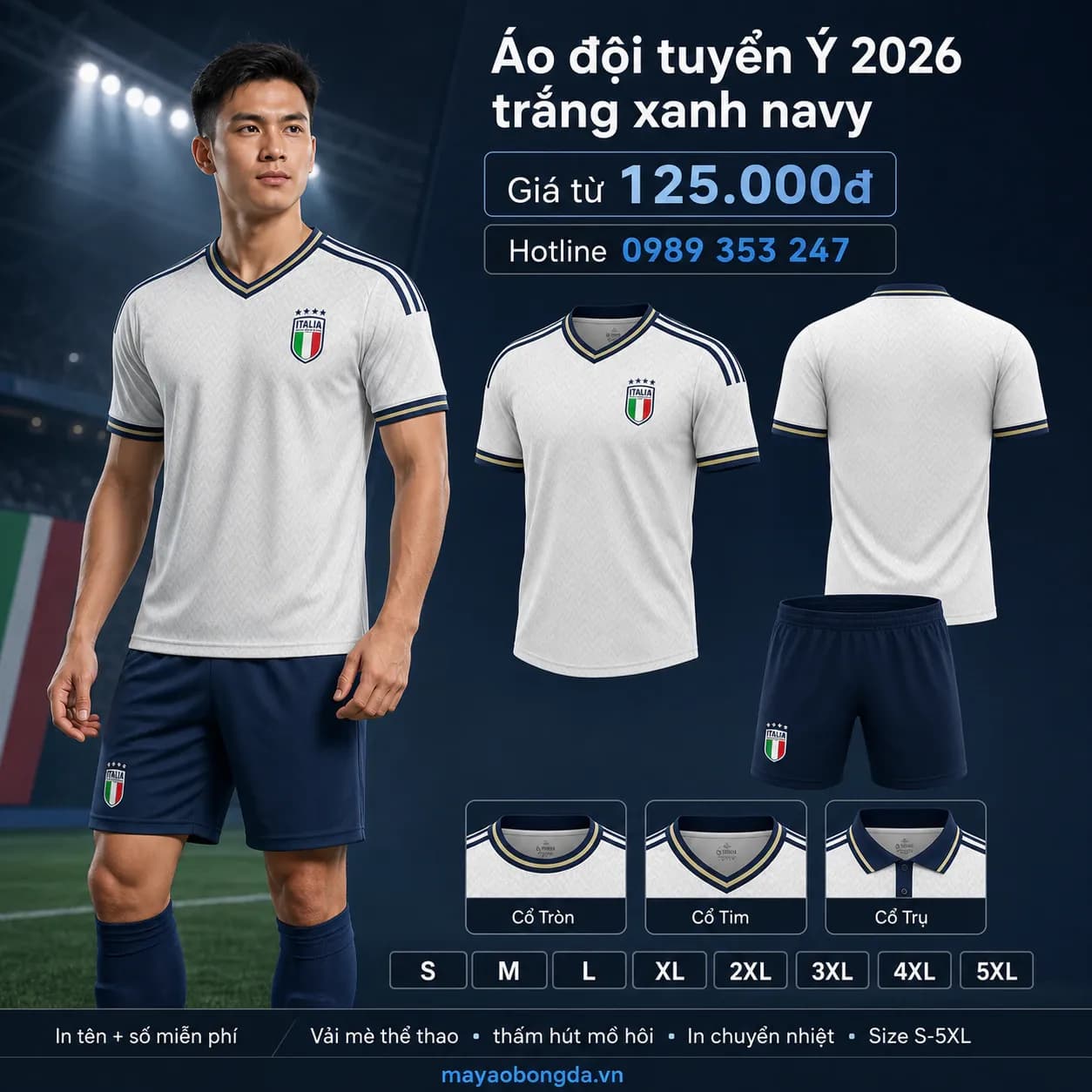 Áo đội tuyển Ý 2026 trắng xanh navy – Mã MBĐ-AO-DOI-TUYEN-Y-2026-TRAN-1C3E1370