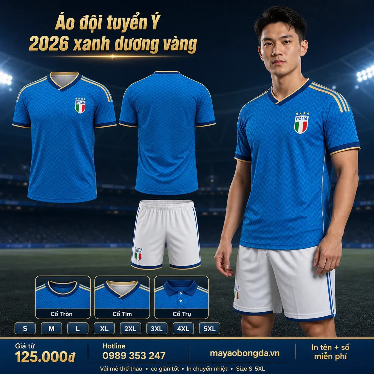 Áo đội tuyển Ý 2026 xanh dương vàng – Mã MBĐ-AO-DOI-TUYEN-Y-2026-XANH-AE6AACC8