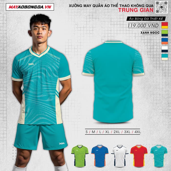 Quần Áo Bóng Đá Không Logo Strive Màu Xanh Ngọc – Mã X24-SRC-BD-3713