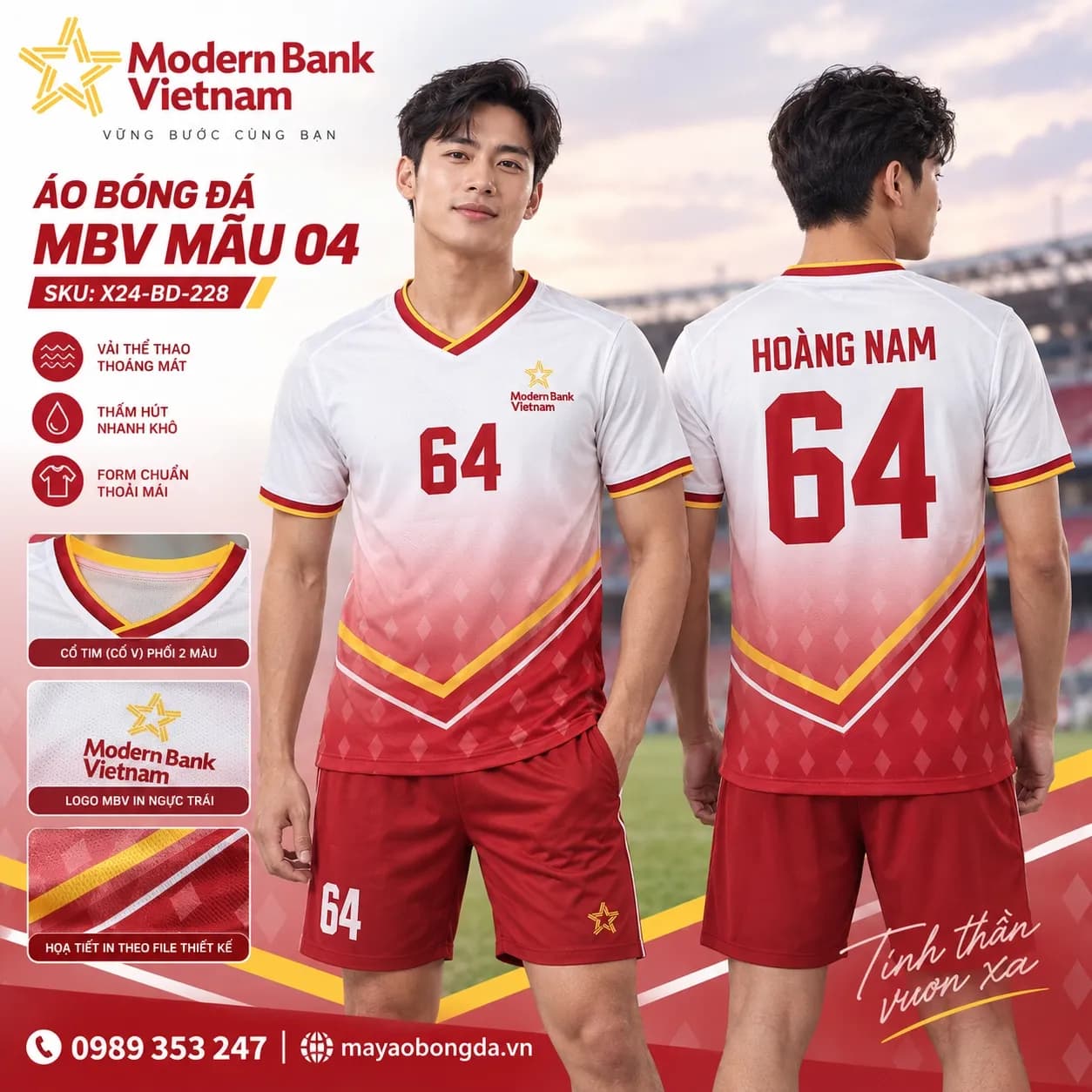 Áo bóng đá X24Sport MBV mẫu 04