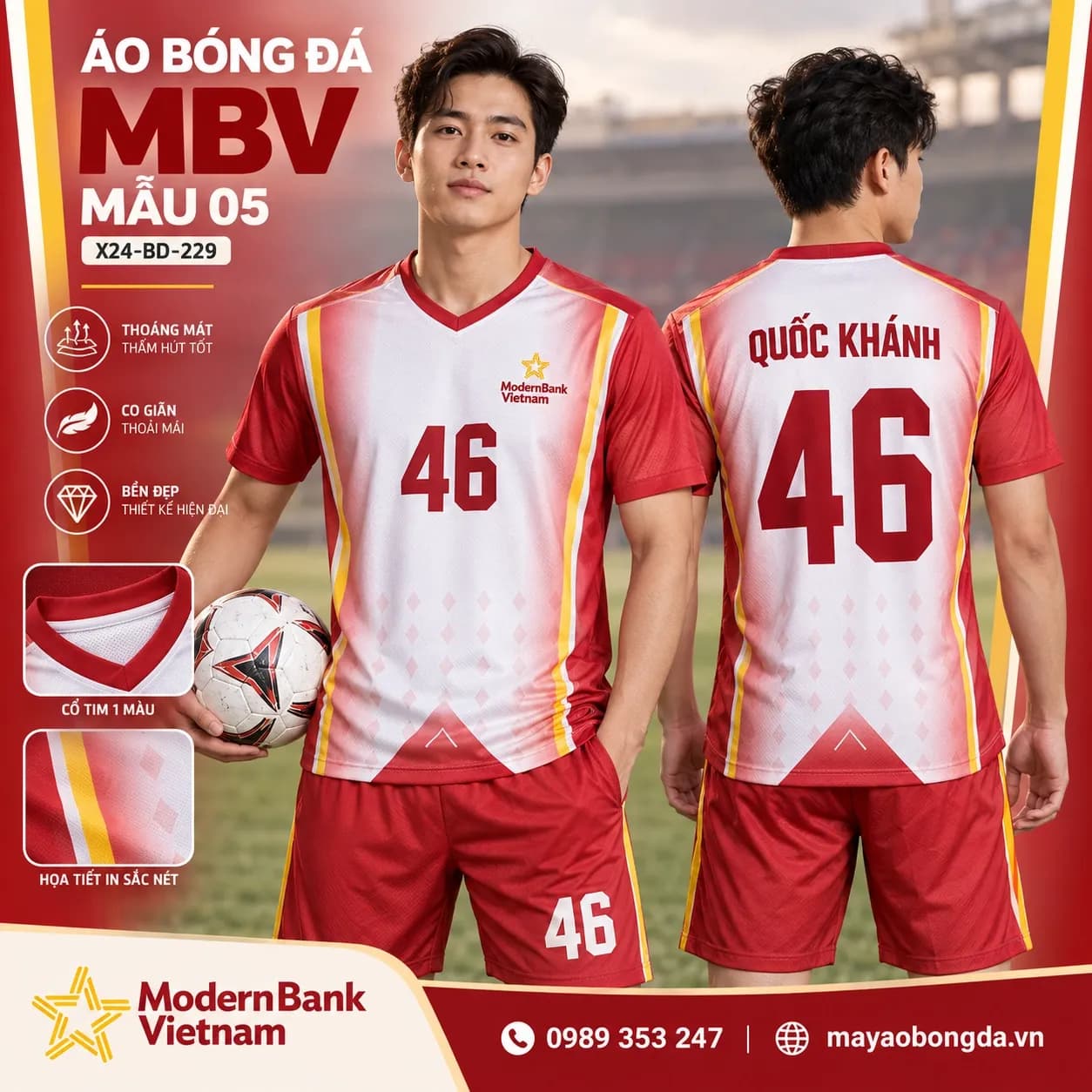 Áo bóng đá X24Sport MBV mẫu 05