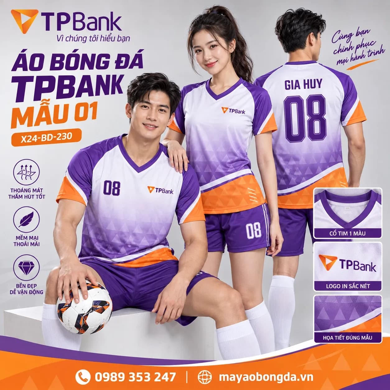 Áo bóng đá X24Sport TPBank mẫu 01