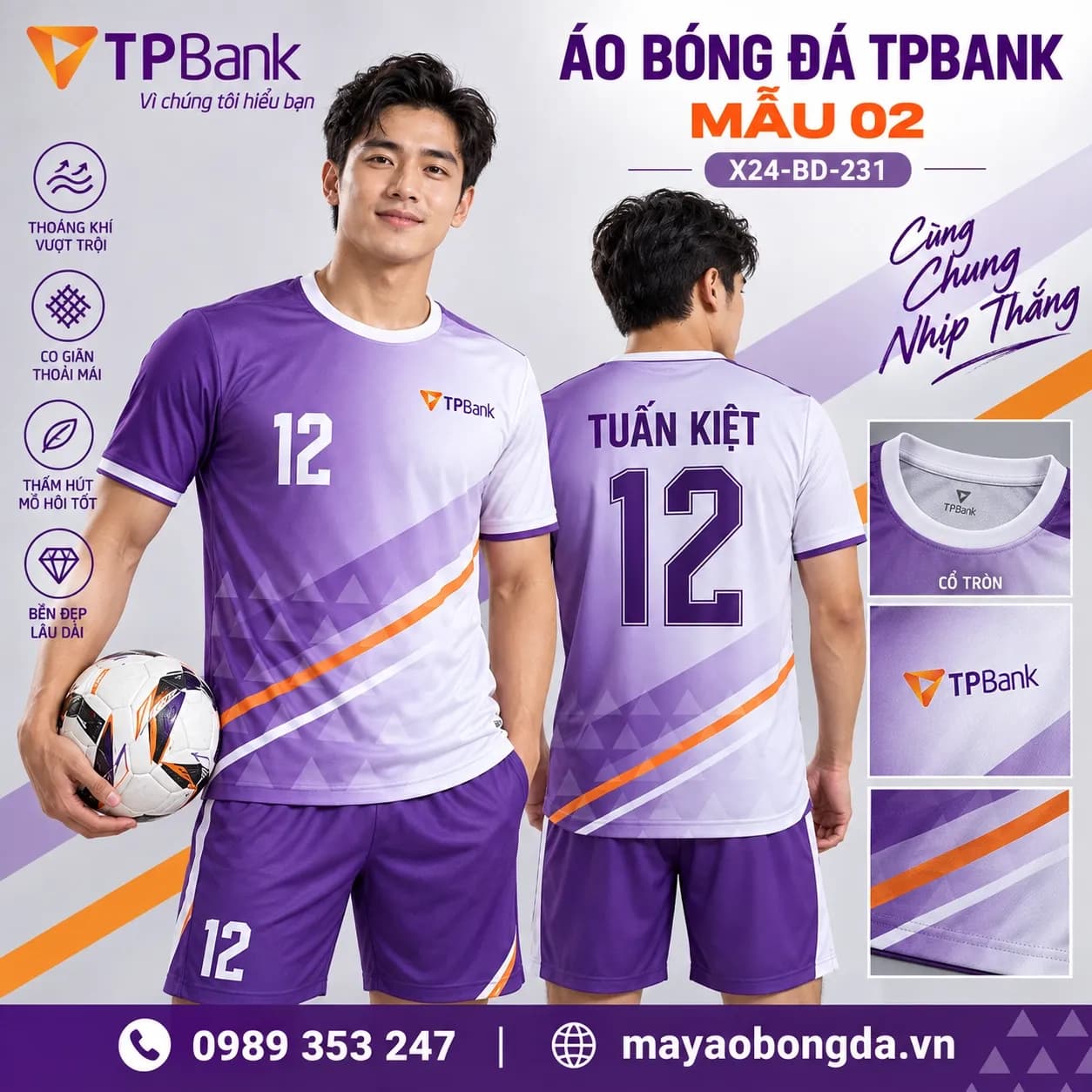 Áo bóng đá X24Sport TPBank mẫu 02