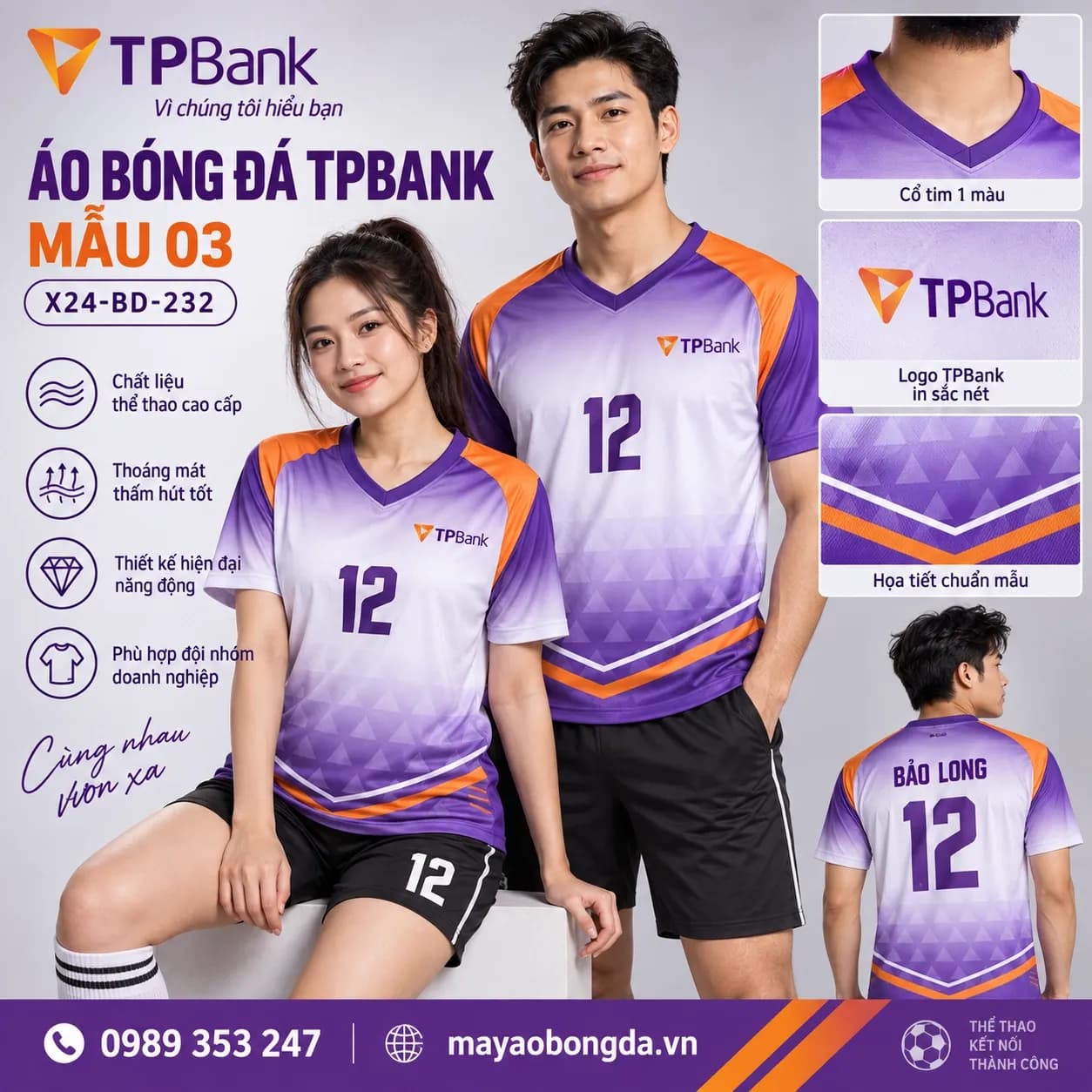Áo bóng đá X24Sport TPBank mẫu 03