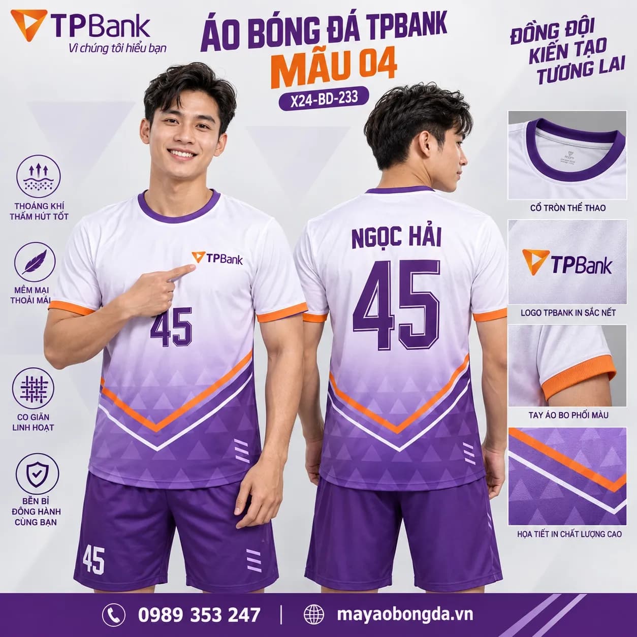Áo bóng đá X24Sport TPBank mẫu 04