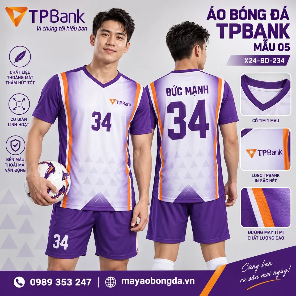 Áo bóng đá X24Sport TPBank mẫu 05