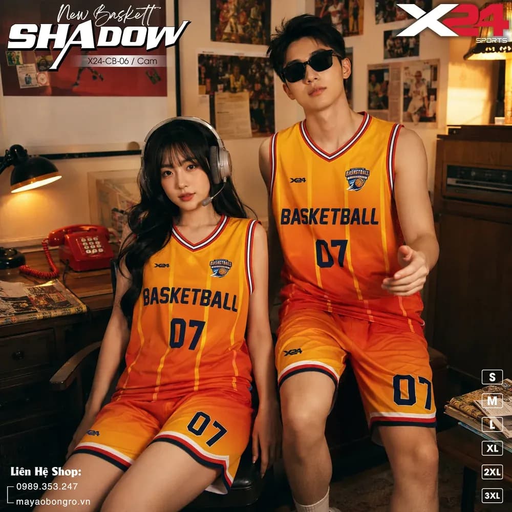 Mẫu áo bóng rổ X24-BR-06 màu Cam tại X24 Sport