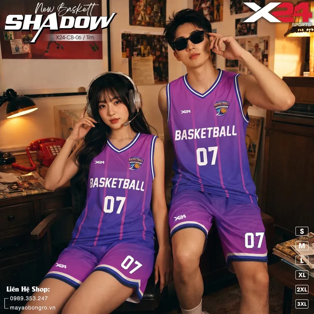 Mẫu áo bóng rổ X24-BR-06 màu Tím tại X24 Sport