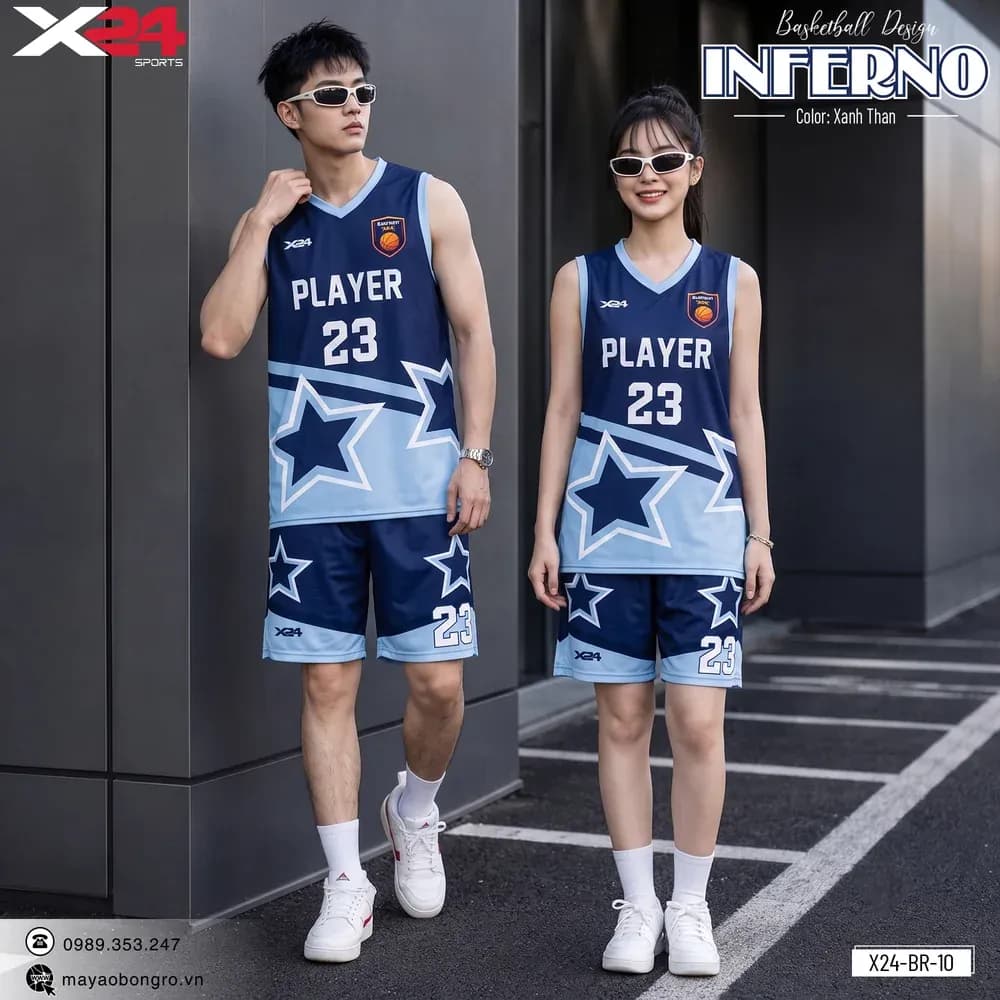 Mẫu áo bóng rổ X24-BR-10 màu Đen tại X24 Sport