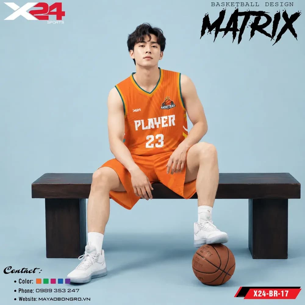Mẫu áo bóng rổ X24-BR-17 màu Cam tại X24 Sport